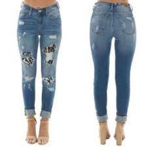 Judy Blue Women's Leopard Print Patch Skinny Jeans